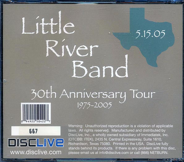 Little River Band - Addison, Texas, May 15, 2005: 30th Anniversary Tour (numbered ltd.ed.) (CD)