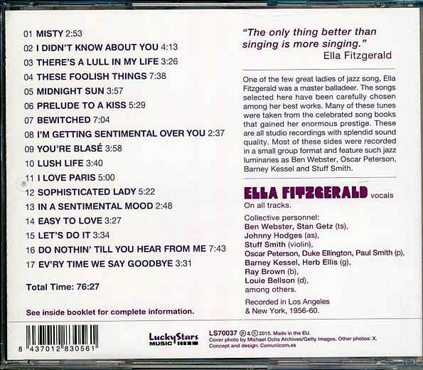 Ella Fitzgerald - Ella Fitzgerald Sings Ballads For Lovers (CD)