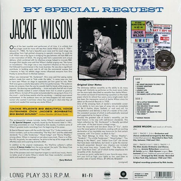 Jackie Wilson - By Special Request (+2 bonus tracks) (ltd. ed.) (LP) - PureSound Records