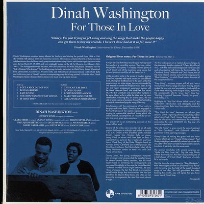 Dinah Washington - For Those In Love (+2 bonus tracks) (ltd. ed.) (180g) (LP) - PureSound Records