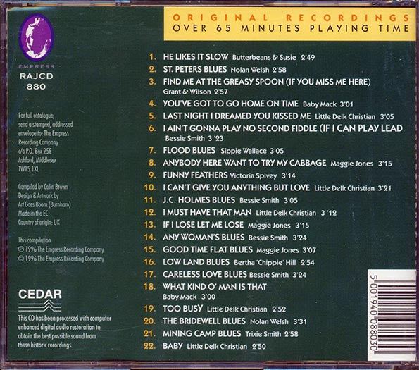 Butterbeans & Susie, Nolan Welsh, Bessie Smith, Etc. - Pure Vintage Blues Volume 2: Mining Camp Blues (CD)