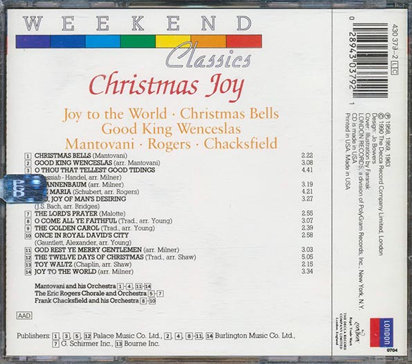 Mantovani & His Orchestra, Eric Rogers Chorale & Orchestra, Etc. - Christmas Joy (CD)