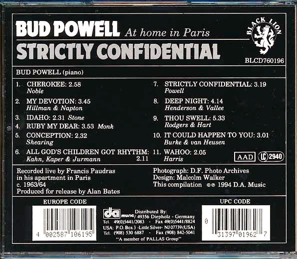 Bud Powell - Strictly Confidential (CD)