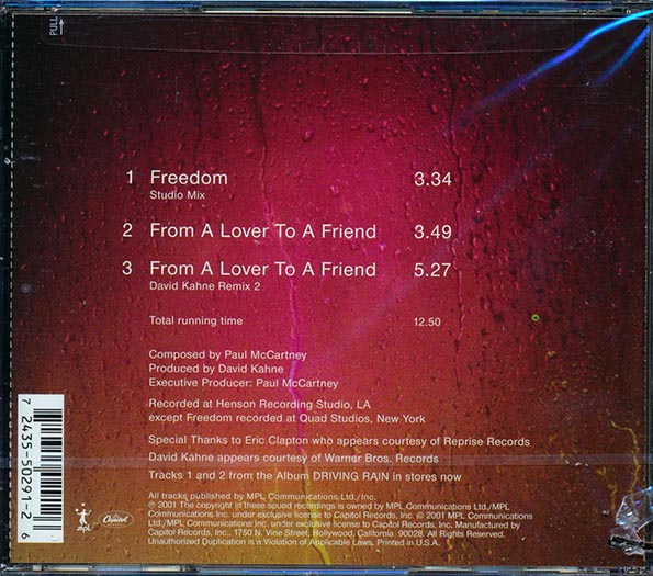 Paul McCartney - Freedom + From A Lover To A Friend (3 Track EP) (CD)