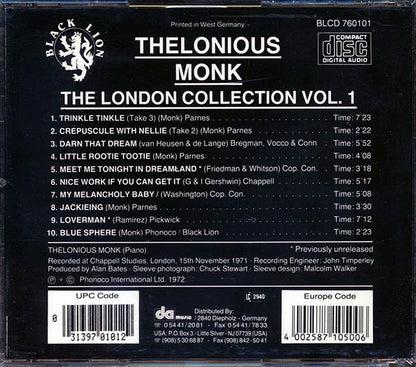 Thelonious Monk - The London Collection Volume 1 (CD)
