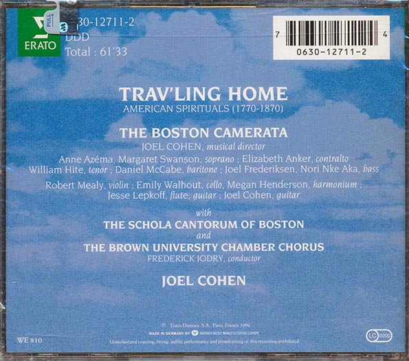 Frederick Jodry, Joel Cohen - Trav'ling Home: American Spirituals 1770-1870 (CD)