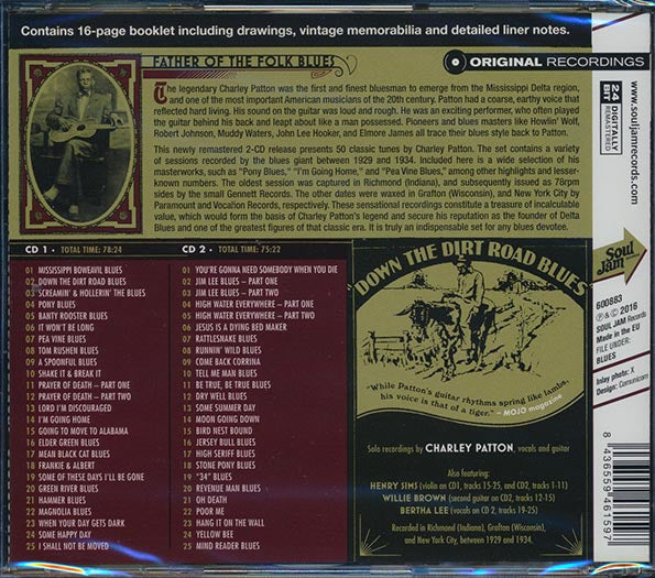 Charley Patton - Down The Dirt Road Blues: 1929-1934 Wisconsin And New York Recordings (2xCD) (incl. large booklet) (CD)