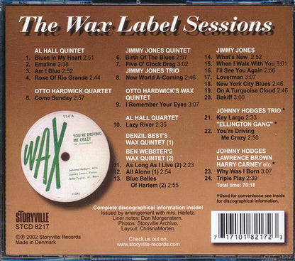 Jimmy Jones, Johnny Hodges, Ben Webster, Etc. - The Wax Label Sessions (CD)