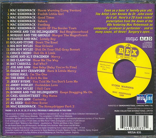Mac Rebennack, Big Boy Myles, Ronnie & The Delinquents, Etc. - Return Of The Mac: In The Studio With Mac Rebennack AKA Dr. John 1959-1961 (CD)