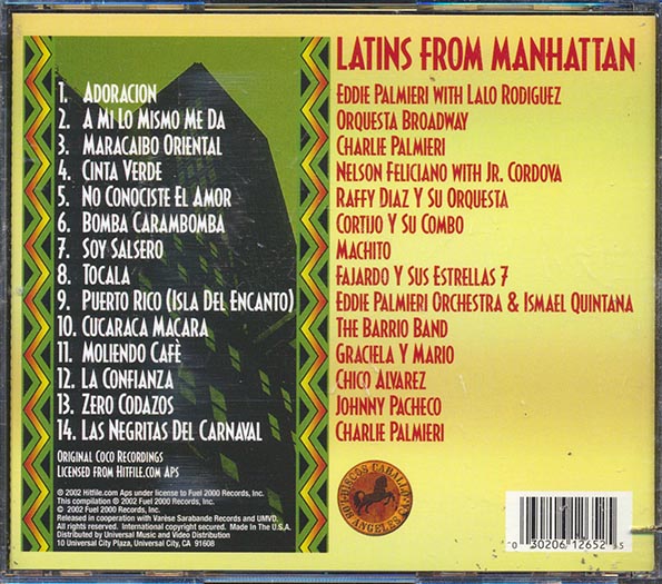 Machito, Eddie Palmieri, Orquesta Broadway, Etc. - Latins From Manhattan: 14 Hot Latino Tracks From Deepest Spanish Harlem (CD)