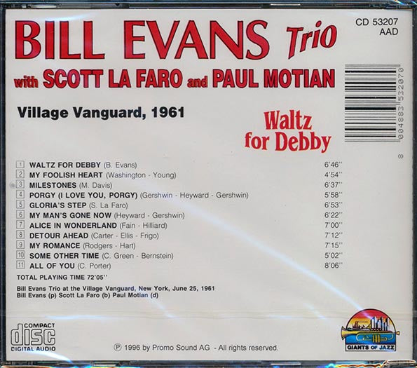 Bill Evans Trio - Waltz For Debbie: Village Vanguard, 1961 (CD)