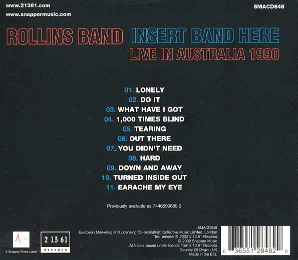 Rollins Band - Insert Band Here: Live In Australia 1990 (CD)