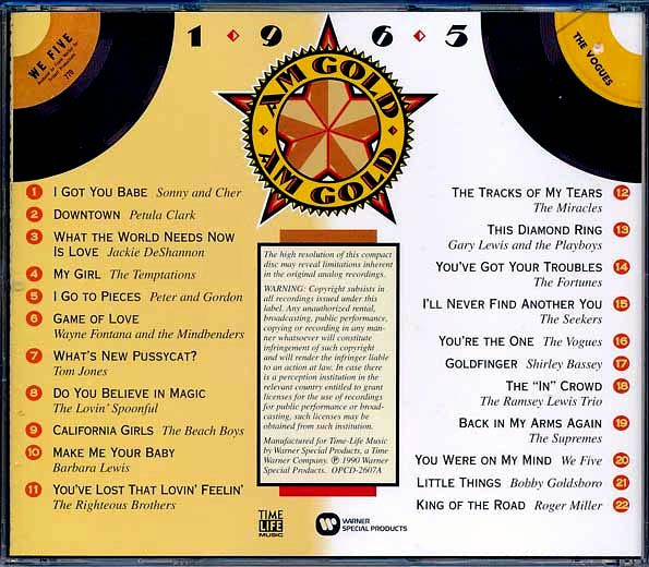 Paula Clark, Jackie DeShannon, Temptations, Tom Jones, Etc. - AM Gold 1965 (CD)