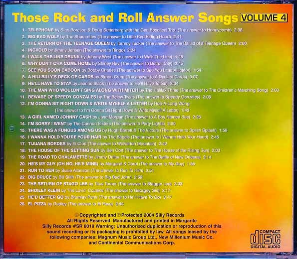 Tommy Tucker, Jimmy Jenson, Tan Boreson, Etc. - Those Rock And Roll Answer Songs Volume 4 (CD)