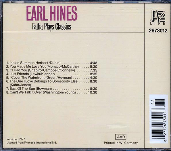 Earl Hines - Fatha Plays Classics (CD)