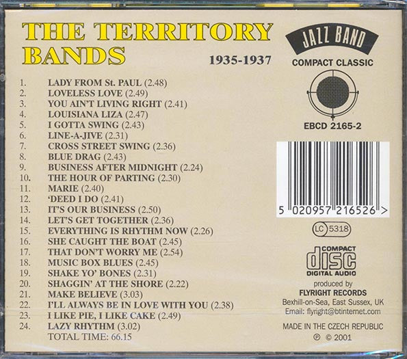 Nate Leslie, Bobby Gordon, Blanche Calloway, Etc. - The Territory Bands 1935-1937 (CD)