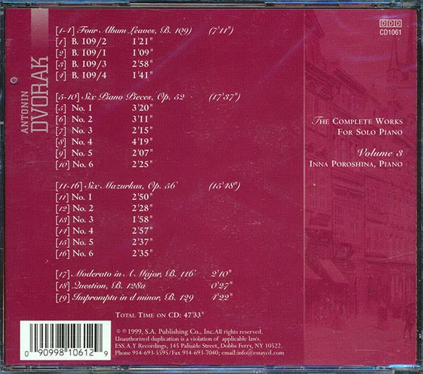 Antonin Dvorak - Piano Music Volume 3: The Complete Works For Solo Piano (CD)