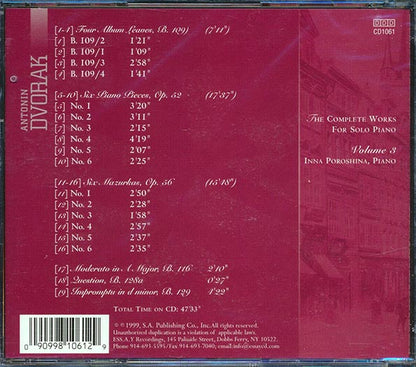 Antonin Dvorak - Piano Music Volume 3: The Complete Works For Solo Piano (CD)