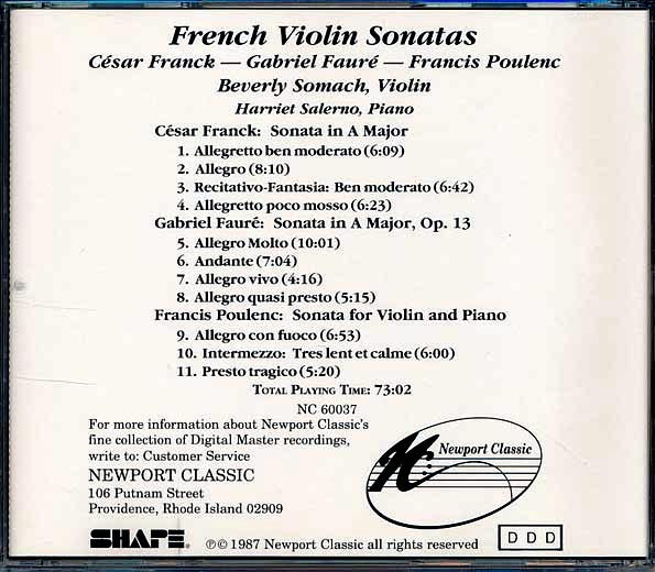 Franck, Faure, Poulenc - Violin Sonatas (CD)