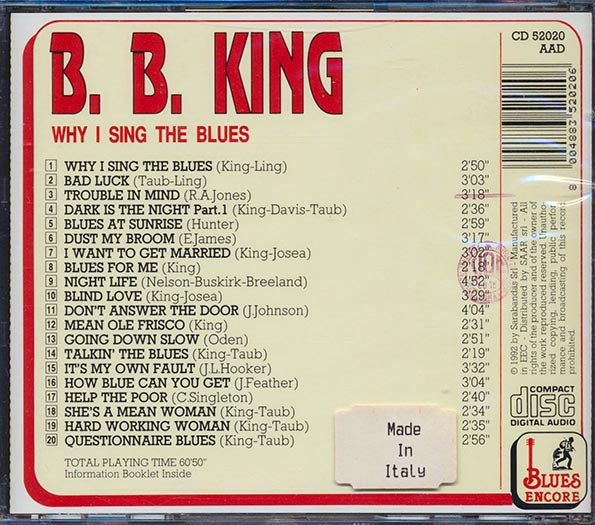 BB King - Why I Sing The Blues (CD)