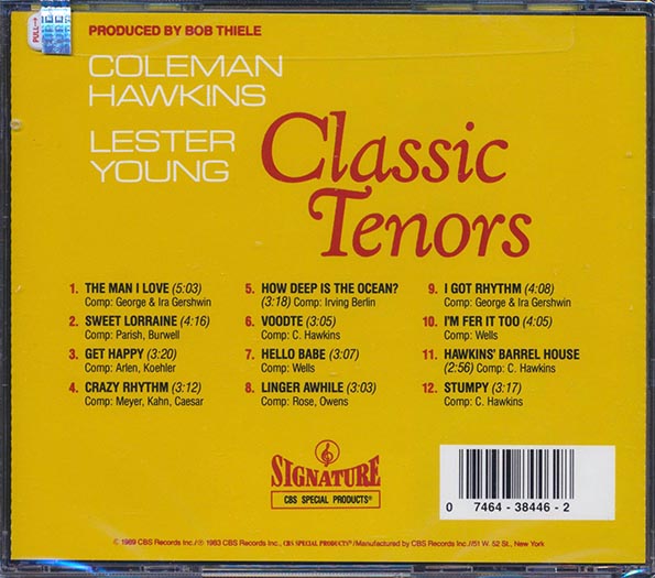 Coleman Hawkins, Lester Young - Classic Tenors (CD)