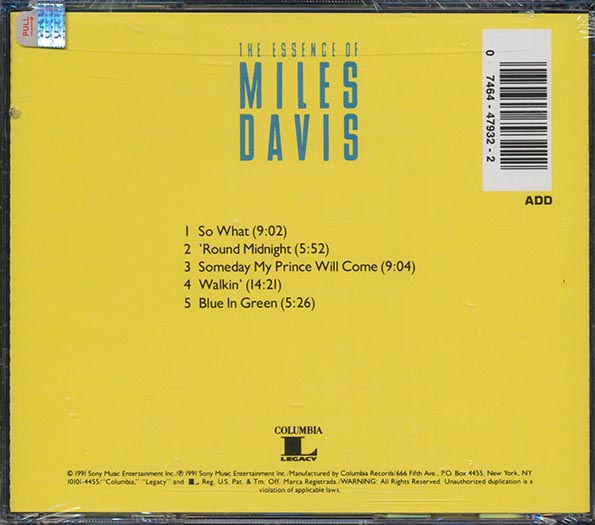 Miles Davis - The Essence Of Miles Davis (CD)
