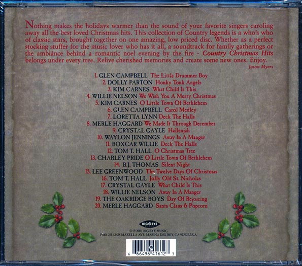 Glen Campbell, Dolly Parton, Kim Carnes, Willie Nelson, Etc. - Country Christmas Hits (20 tracks) (CD)