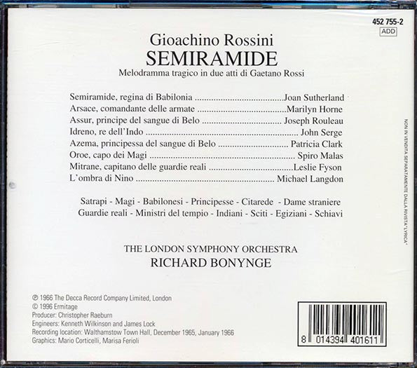 Rossini, Sutherland, Horne, Serge, Rouleau, Malas, London Symphony Orchestra - Semiramide (CD)