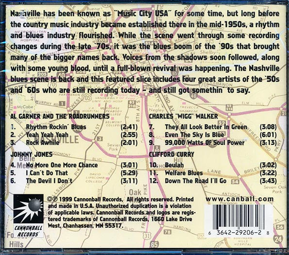 Al Garner & The Roadrunners, Johnny Jones, Charles Walker, Clifford Curry, Etc. - Blues Across America: The Nashville Scene (CD)