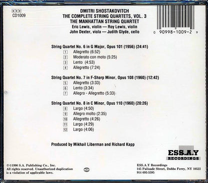 Dmitri Shostakovitch, Manhattan String Quartet - The Complete String Quartets Volume 3 (CD)