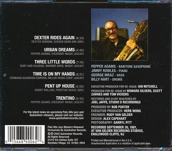 Pepper Adams - Urban Dreams (CD)