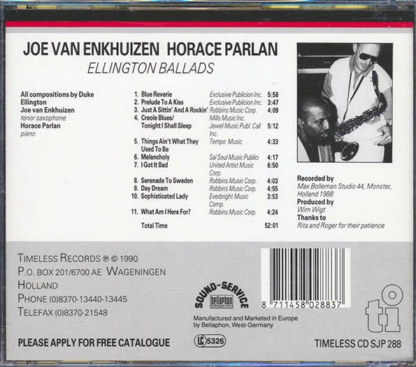 Joe Van Enkhuizen, Horace Parlan - Ellington Ballads (CD)