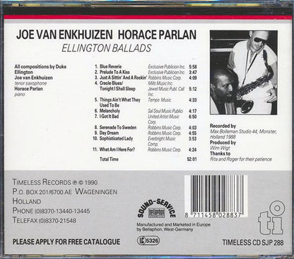 Joe Van Enkhuizen, Horace Parlan - Ellington Ballads (CD)