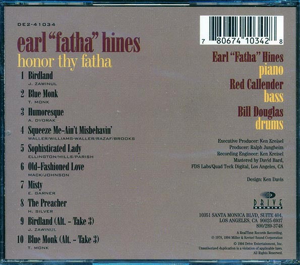 Earl Fatha Hines - Honor Thy Fatha (CD)