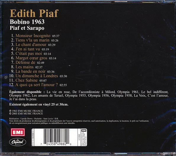 Edith Piaf, Theo Sarapo - Recital Bobino 1963 (CD)
