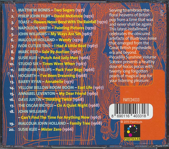 Toast, Studio Six, Yellow Bellow Room Boom, The Oscar Bicycle, Etc. - Piccadilly Sunshine Part 16: British Pop Psych And Other Flavours 1966-1972 (CD)