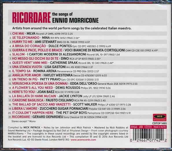 Various - Ricordare: The Songs Of Ennio Morricone (CD)