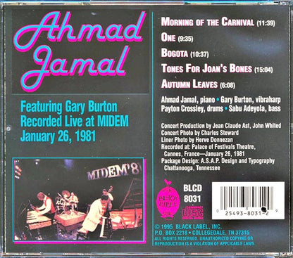 Ahmad Jamal - Recorded Live At Midem January 26, 1981 (Featuring Gary Burton) (CD)