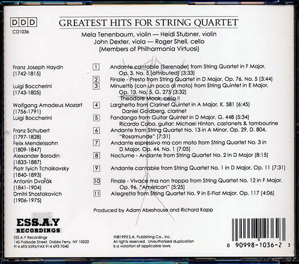 Various - Greatest Hits For String Quartet: Members Of Philharmonia Virtuosi (CD)