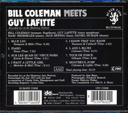 Bill Coleman - Meets Guy Lafitte: Recorded Live At The Montreux Festival (CD)