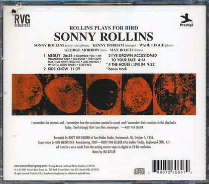 Sonny Rollins - Rollins Plays For Bird (CD)