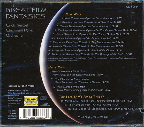 Cincinnati Pops Orchestra - Great Film Fantasies Conducted By Erich Kunzel: Star Wars, Harry Potter, Lord Of The Rings (CD)