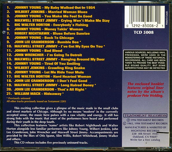 Robert Nighthawk, Wilbert Jenkins, Big Walter Horton, Maxwell Street Jimmy, Etc. - Modern Chicago Blues (CD)