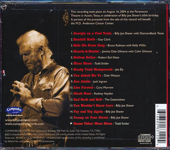 Billy Joe Shaver, Guy Clark, Kelly Wilis, Joe Ely, Etc. - A Tribute To Billy Joe Shaver: Live (CD)