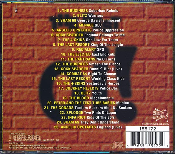 Sham 69, The Business, Blitz, Red Alert, Angelic Upstarts, Etc. - The Best Of Oi!: 25 Brickwall Punk Classics (CD)