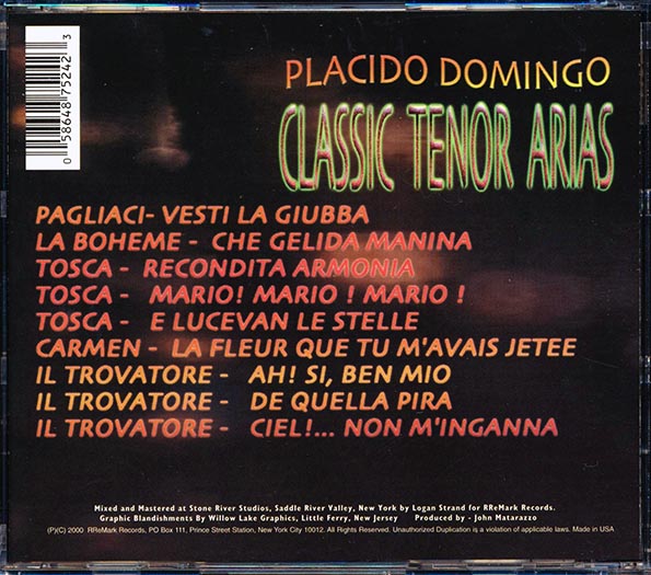 Placido Domingo - Classic Tenor Arias (CD)