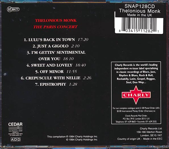 Thelonious Monk - The Paris Concert (CD)
