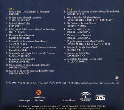 John Cale, Santiago Auseron, Enrique Morente, Amancio Prada, Etc. - Federico Garcia Lorca: De Granada A La Luna (20 tracks) (2xCD) (incl. large booklet) (CD)