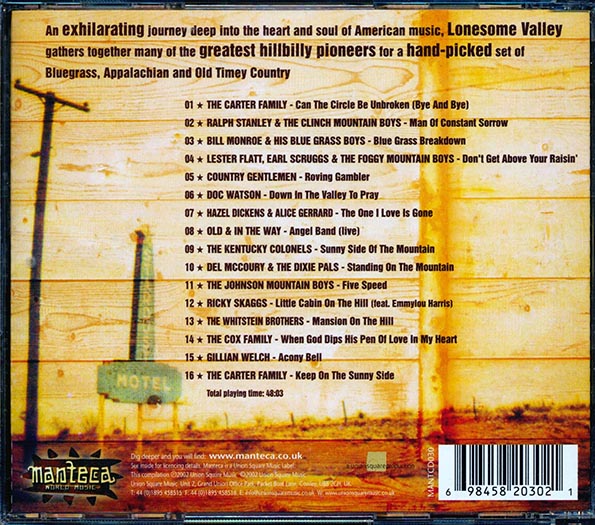 Bill Monroe, The Carter Family, Flatt & Scruggs, Gillian Welch, Etc. - Lonesome Valley: Classic American Bluegrass, Appalachian And Old Time Country (CD)