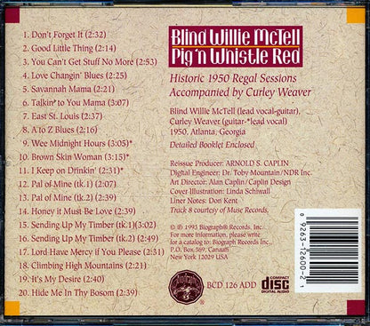Blind Willie McTell - Pig 'n Whistle Red (20 tracks) (CD)